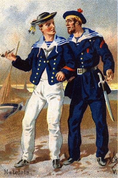 V: Zeelieden. Gravure in "Militair Alfabet" door Unbekannt