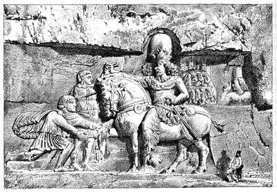 Valerian aan de voeten van Sapor, Koninklijke graven bij Naksh-I-Rustem, Persepolis, Iran, 1895 door Unbekannt