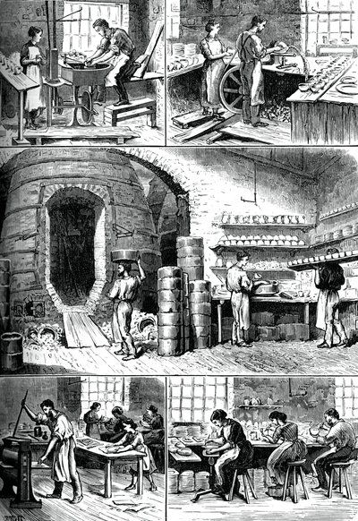 Verschillende aardewerkprocessen, ca. 1880 door Unbekannt