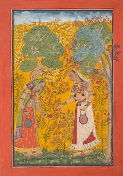 Vasanti Ragini, pagina uit een Ragamala-serie Garland of Musical Modes, ca. 1710 door Unbekannt