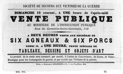 Vente Publique, uit Franse politieke posters van de Parijse Commune, mei 1871 door Unbekannt