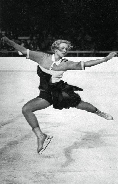 Vera Hrubá, Tsjechische kunstschaatsster, Olympische Winterspelen, Garmisch-Partenkirchen, Duitsland, 1936 door Unbekannt