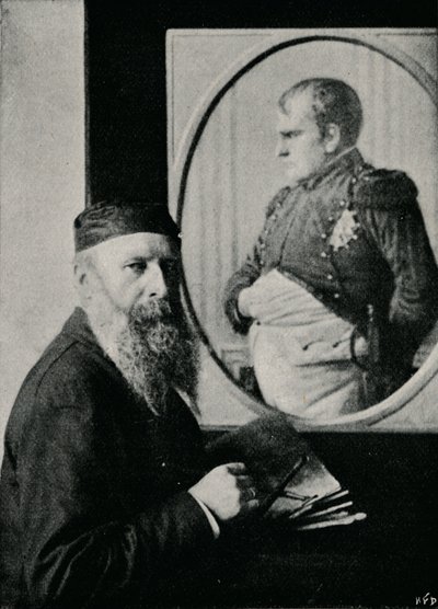 Verestchagin schildert een portret van Napoleon, ca. 1890, 1910 door Unbekannt