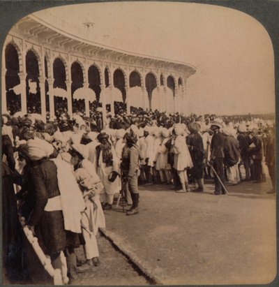 Veteranen van de muiterij 1857 betreden het amfitheater bij de Durbar, Delhi, India, 1903 door Unbekannt