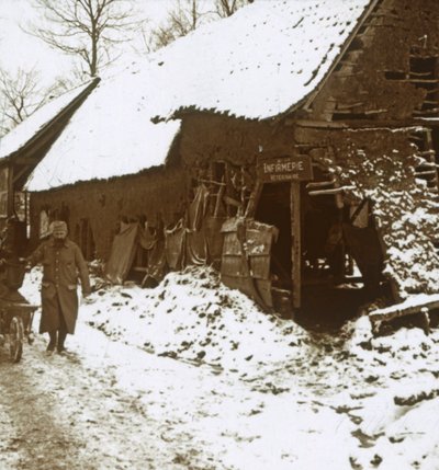 Veterinaire post voor paarden, Calonne, Noord-Frankrijk, ca. 1914-ca. 1918 door Unbekannt