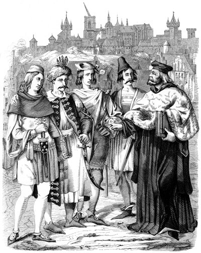 Vice-kanselier en studenten van verschillende nationaliteiten aan de Universiteit van Praag, 1849 door Unbekannt