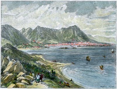 Victoria, Hong Kong, vanaf het Chinese vasteland, ca. 1890 door Unbekannt