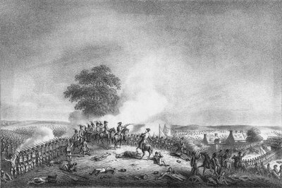 Uitzicht vanaf Mont St. Jean op de Slag bij Waterloo...1815, ca. 1816 door Unbekannt