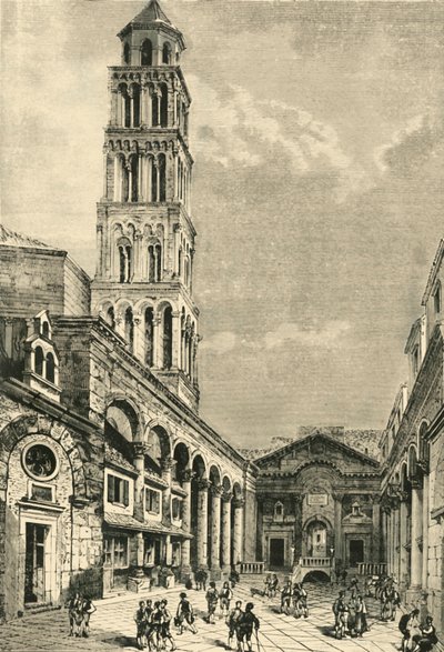Uitzicht in Spalatro, met de Campanile en de Peristyle van het Paleis van Diocletianus, 1890 door Unbekannt