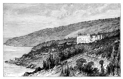 Uitzicht op de Krim: het Woronzow-paleis, Alupka, Oekraïne, ca. 1888 door Unbekannt