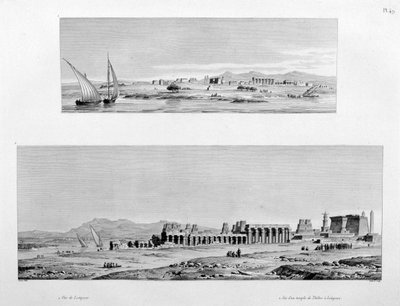 Uitzicht op Luxor en de Tempel van Thebe in Luxor, Egypte, ca. 1808 door Unbekannt