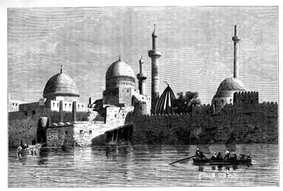Uitzicht op Mosul vanaf de rivier de Tigris, Irak, ca. 1890 door Unbekannt