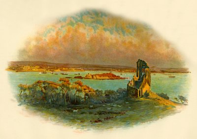 Uitzicht op Mount Edgcumbe, Cornwall, met uitzicht op Plymouth Sound door Unbekannt