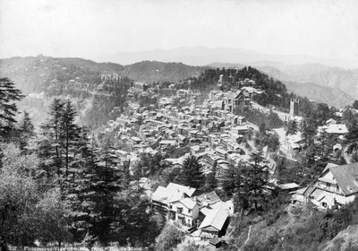 Uitzicht op Shimla, vanaf Bonnie Moon, India, 20e eeuw door Unbekannt