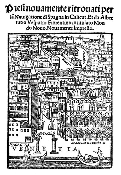 Zicht op Venetië, houtsnede, 1521 door Unbekannt