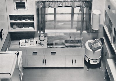 Keukenontwerp door H.M.V. Huishoudelijke Apparaten, 1938 door Unbekannt