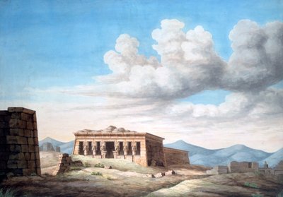 Zicht op een Egyptische tempel, Dendera, 19e eeuw door Unbekannt