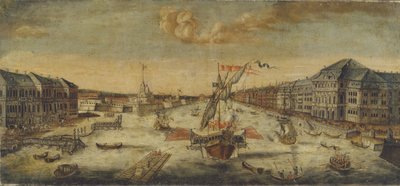 Uitzicht op de Oevers van de Neva-rivier door Unbekannt