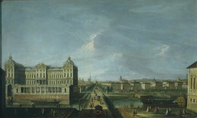 Uitzicht op de Nevsky Prospekt en het Anichkov Paleis, tweede helft van de 18e eeuw door Unbekannt