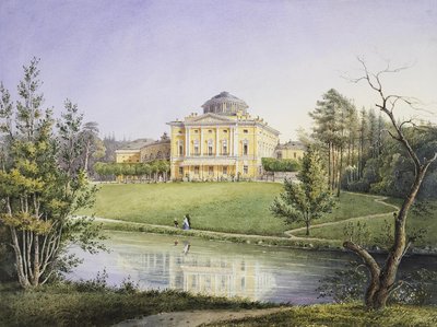 Uitzicht op het Pavlovsk Paleis door Unbekannt