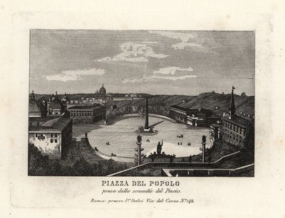 Piazza del Popolo met Egyptische obelisk van Ramses II, Rome door Unbekannt
