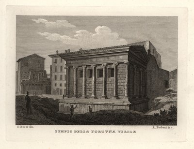 Uitzicht op de Tempel van Portunus, Tempio di Portuno of Tempio della Fortuna Virile door Unbekannt