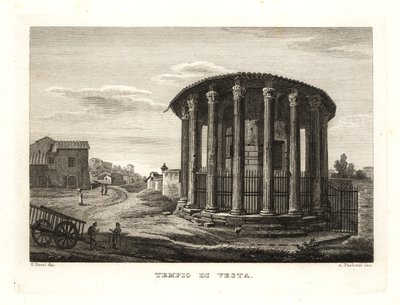Uitzicht op de Tempel van Vesta, Tempio di Vesta, Rome door Unbekannt