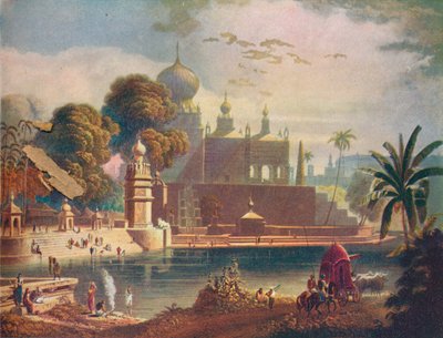 Uitzicht op de tempels en moskeeën van Sassur, nabij Poona, in de Deccan, 1908 door Unbekannt
