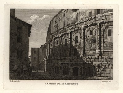 Uitzicht op het Theater van Marcellus, Teatro di Marcello, Rome door Unbekannt