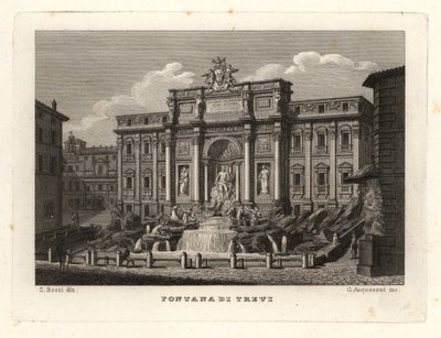 Uitzicht op de Trevifontein, Fontana di Trevi, Rome door Unbekannt