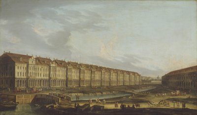 Uitzicht op het Twaalf Collegia-gebouw in Sint-Petersburg, midden 18e eeuw door Unbekannt