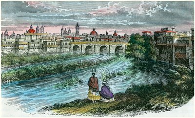 Uitzicht op de stad Lima, de hoofdstad van Peru, vanaf de rivier Rimac, ca. 1875 door Unbekannt