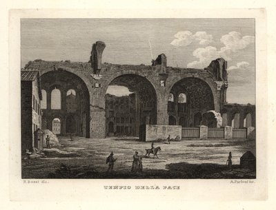 Uitzicht op de ruïnes van de Tempel van de Vrede of het Forum van Vespasianus, Tempio della Pace, Rome door Unbekannt