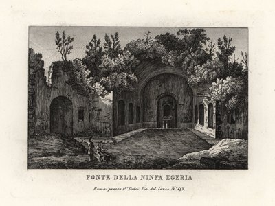 Uitzicht op de bron van de nimf Egeria, Egeria nympheum, Ninfeo d