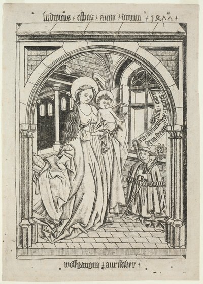 Maagd en kind, abt Ludwig knielend door Unbekannt