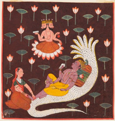 Vishnu op Ananta, de Eindeloze Slang, c. 1700 door Unbekannt