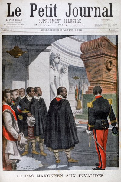 Bezoek van Ras Makonnen aan Les Invalides in Parijs, 1902 door Unbekannt