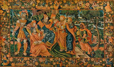 Bezoek van de Wijzen aan Herodes: Elizabethaanse Petit-Point Paneel, ca. 16e eeuw door Unbekannt