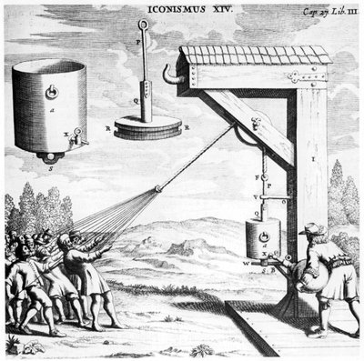 Von Guerickes demonstratie van de kracht van een vacuüm, 1654-1672 door Unbekannt