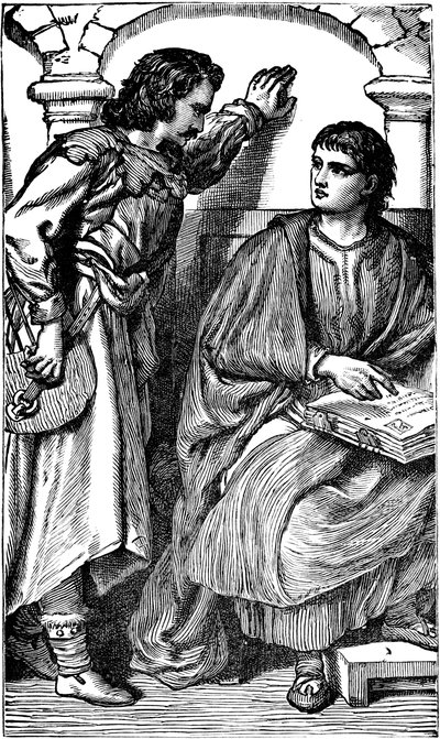Waldenses missionaris troubadour toont zijn volkstaalbijbel, ca. 1170 door Unbekannt
