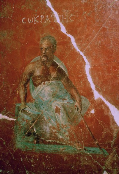 Muurschildering van de Griekse filosoof Socrates, 2e eeuw v.Chr. door Unbekannt