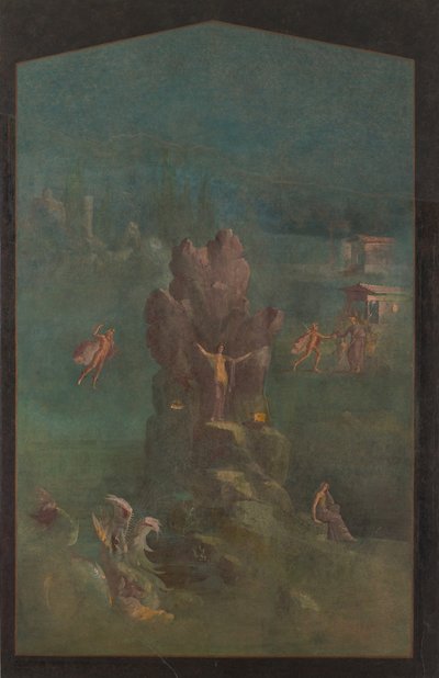 Muurschildering: Perseus en Andromeda in landschap, uit de keizerlijke villa door Unbekannt