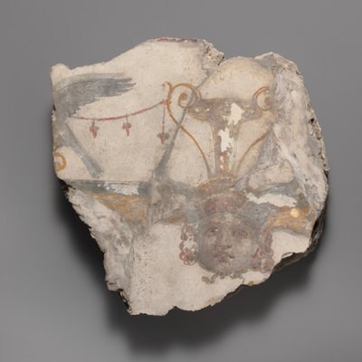 Muurschilderingfragment met Gorgon-masker, ca. A.D. 14-68 door Unbekannt