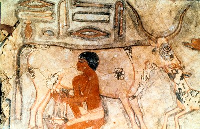 Muurschildering uit het graf van Methethi, Saqqara, Oud Egypte, Oude Rijk door Unbekannt
