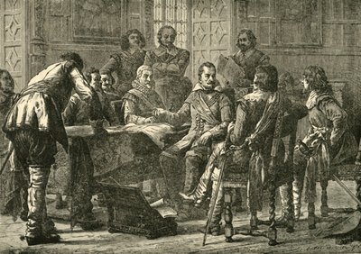 Wallenstein en Tilly houden een krijgsraad door Unbekannt