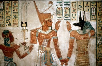 Muurschildering uit een graf van de zoon van Ramses III, Vallei der Koninginnen, Luxor, Egypte, ca. 12e eeuw v.Chr. door Unbekannt