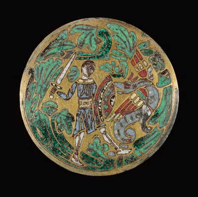 Krijger vecht tegen een draak, c. 1170-1180 door Unbekannt