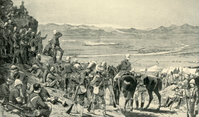 Kijken naar de nederlaag van de Afghaanse troepen vanaf Bab Wali Mountain, 1 september 1880, 1901 door Unbekannt