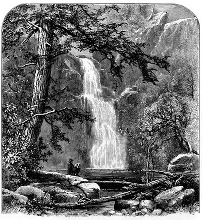 Waterval in de Yosemite Vallei, Californië, VS, ca. 1875 door Unbekannt