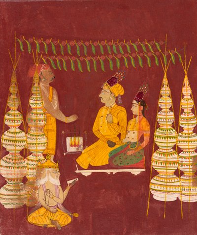 Huwelijksceremonie met Brahma aanwezig, ca. 1680 door Unbekannt